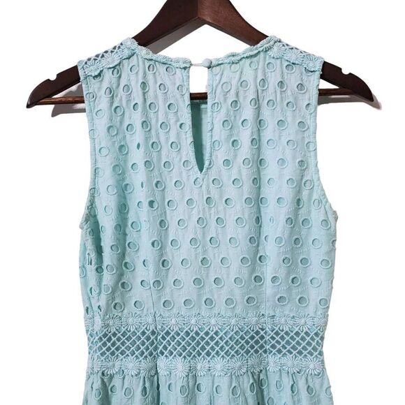 ASOS Pencil Midi Dress Size 2 Seafoam Green Anglais Embroidered Womens - Picture 8 of 14